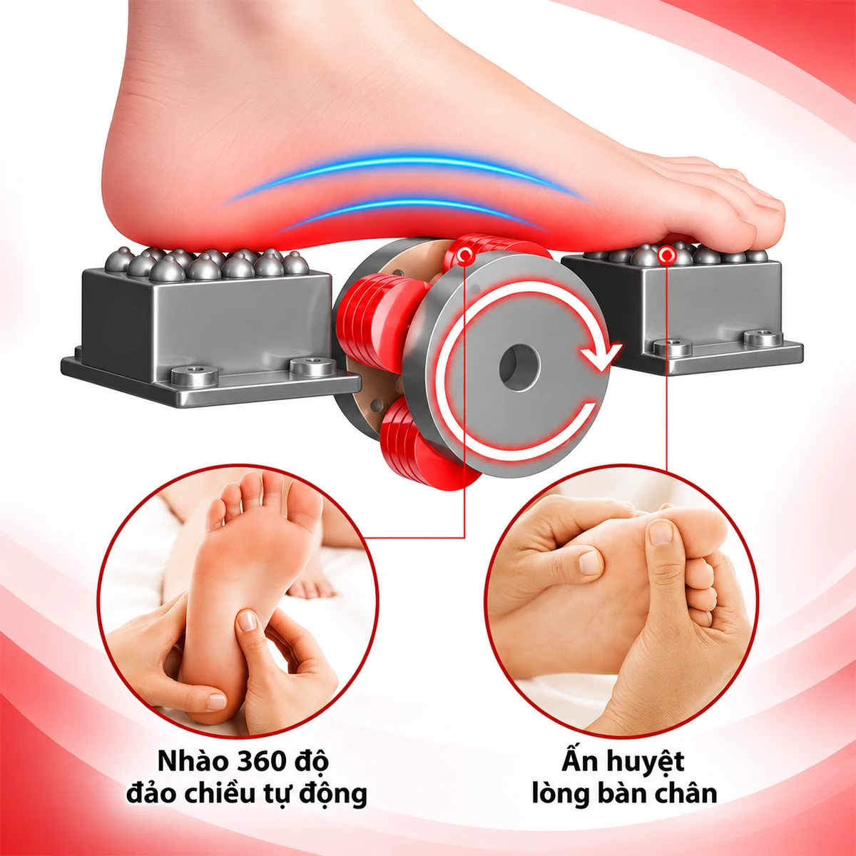 con lăn máy massage chân FK-6811 (màu đỏ) 