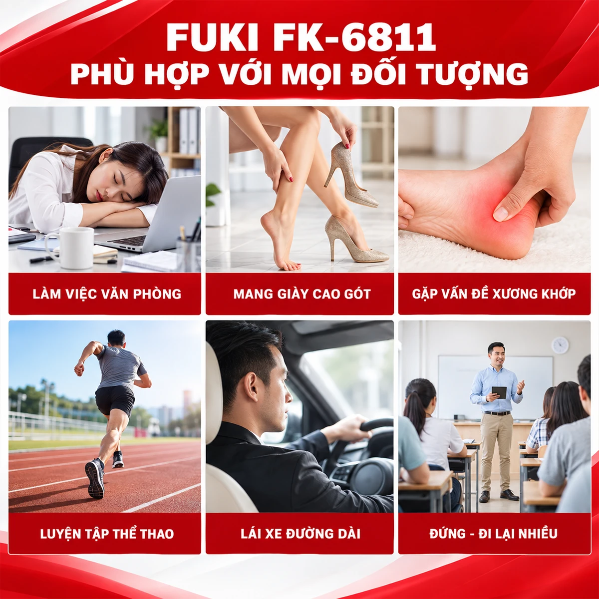 đối tượng sử dụng máy massage chân FK-6811 (màu đỏ) 