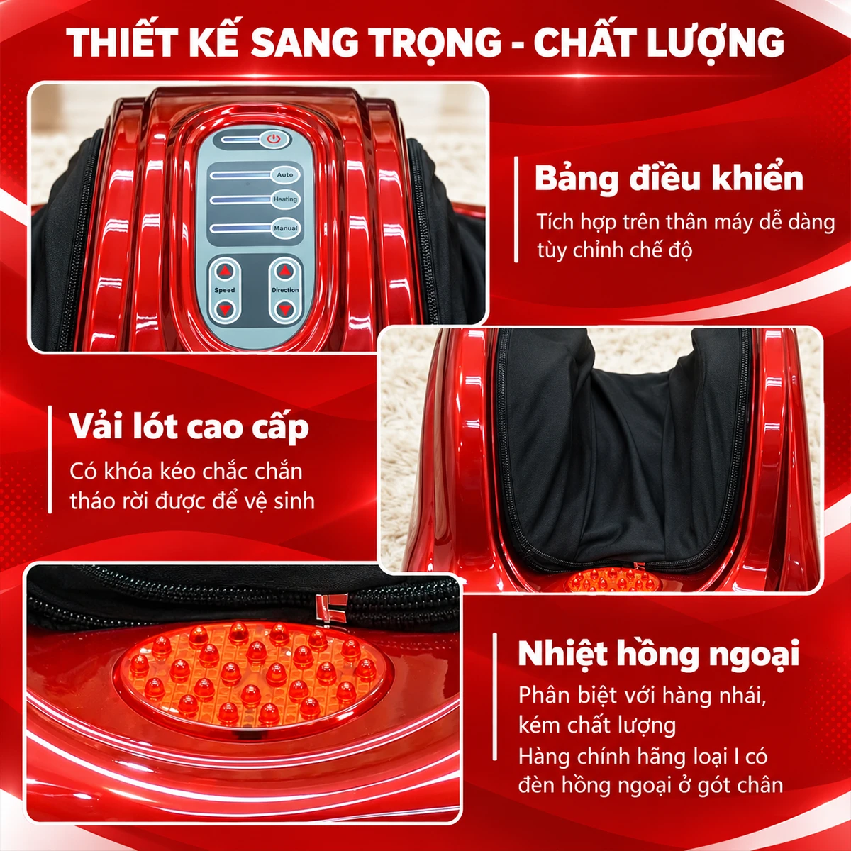 thiết kế máy massage chân FK-6811 (màu đỏ) 
