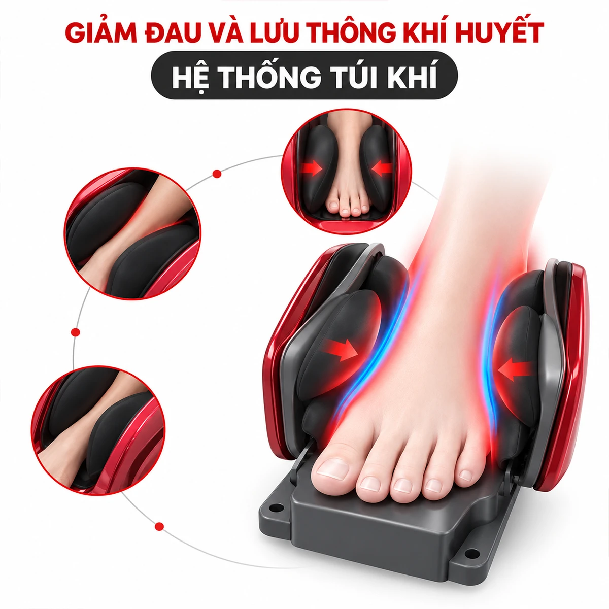 túi khí máy massage chân FK-6811 (màu đỏ) 