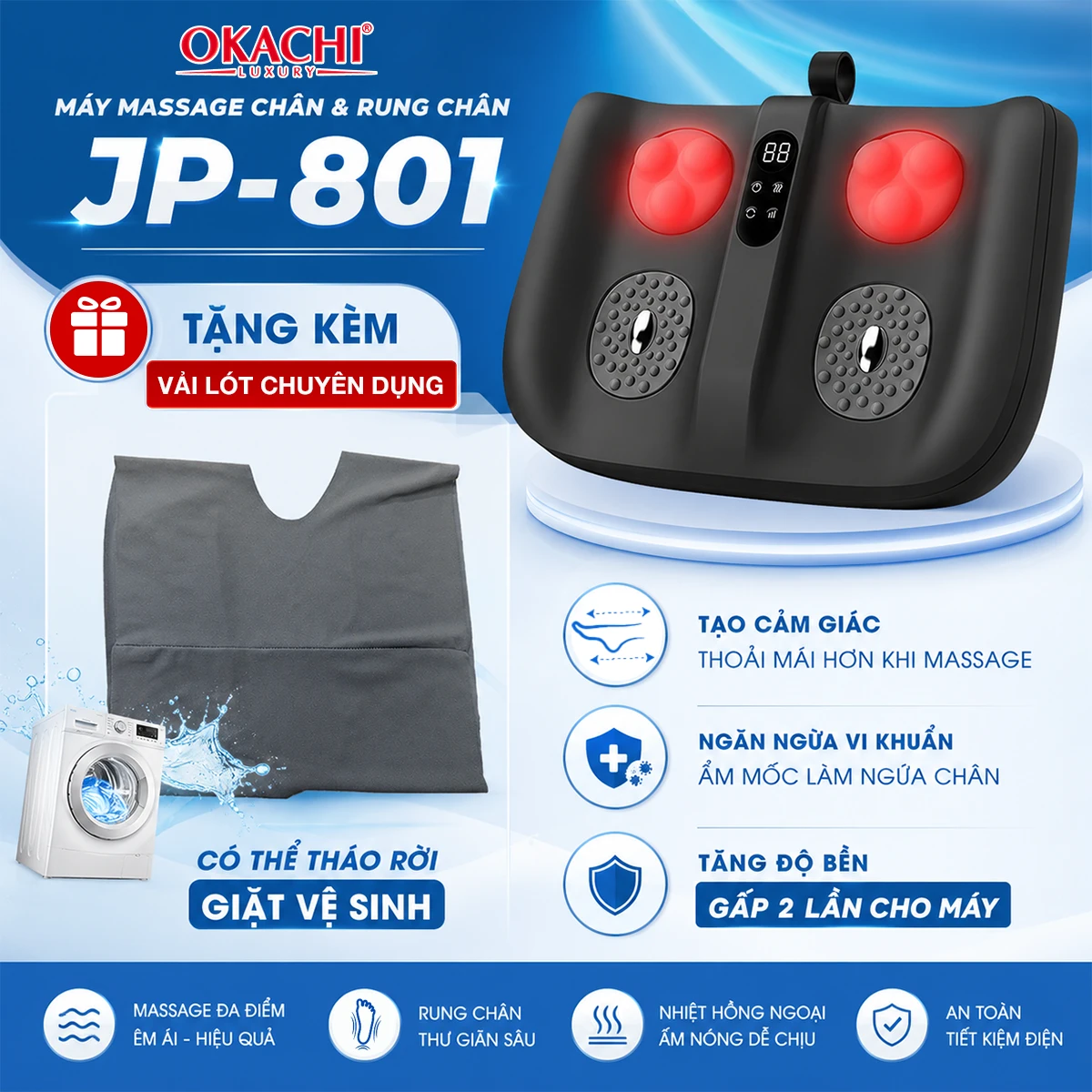 Máy massage chân và rung chân OKACHI JP-801 ( Màu đen)