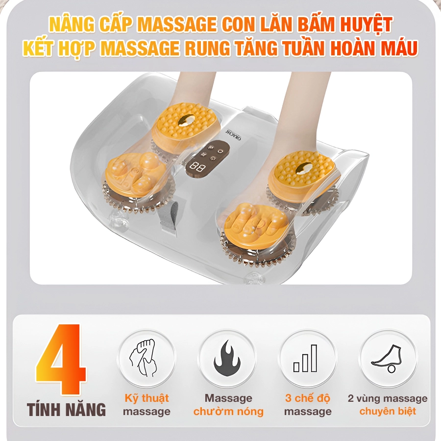 Máy massage chân và rung chân OKACHI JP-801 ( Màu kem)
