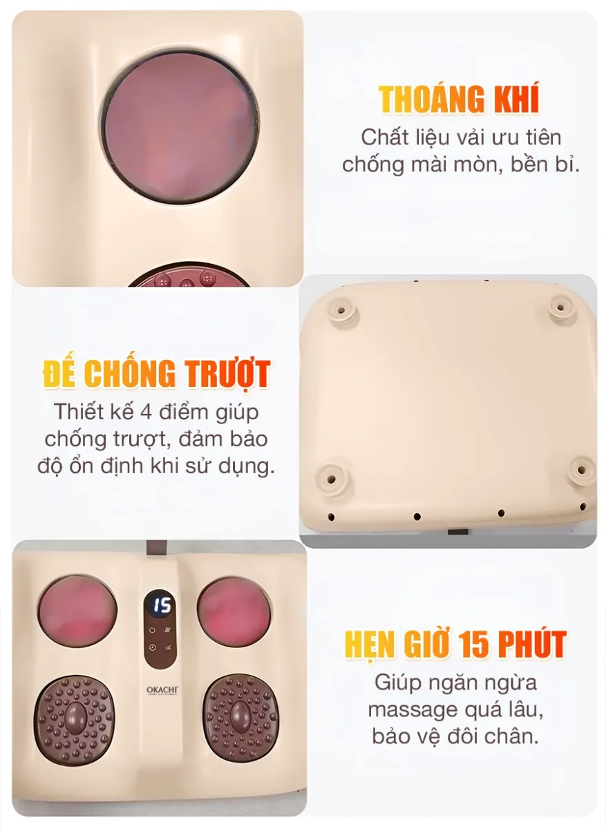 Máy massage chân và rung chân OKACHI JP-801 ( Màu kem)