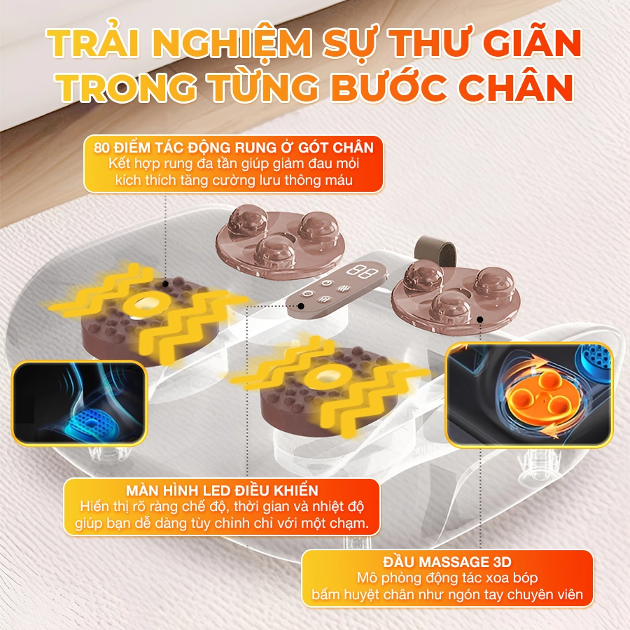 Máy massage chân và rung chân OKACHI JP-801 ( Màu kem)