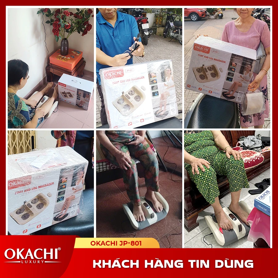 Máy massage chân và rung chân OKACHI JP-801 ( Màu kem)