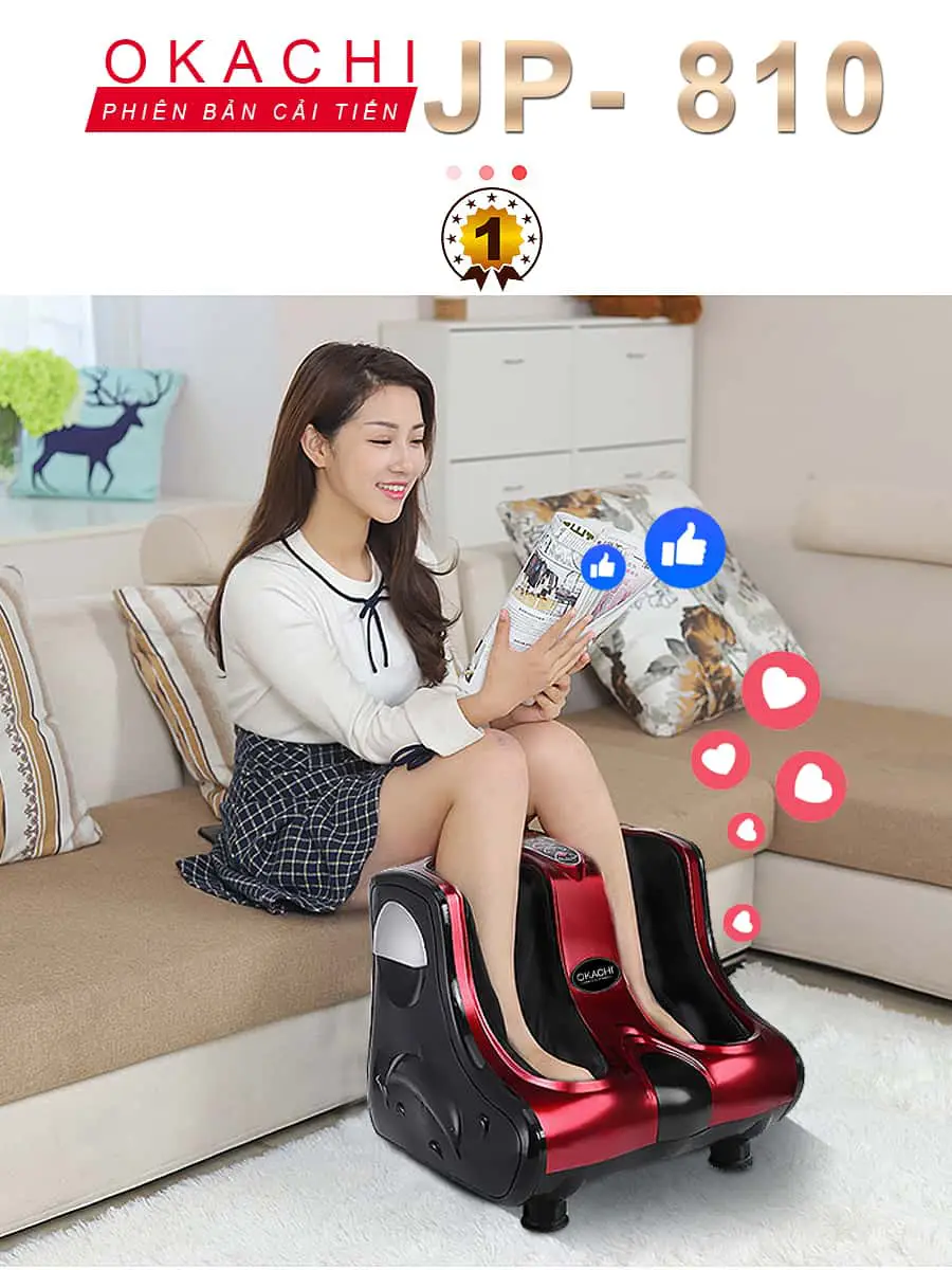 Máy massage chân hồng ngoại 3D OKACHI JP-810 (Đỏ)