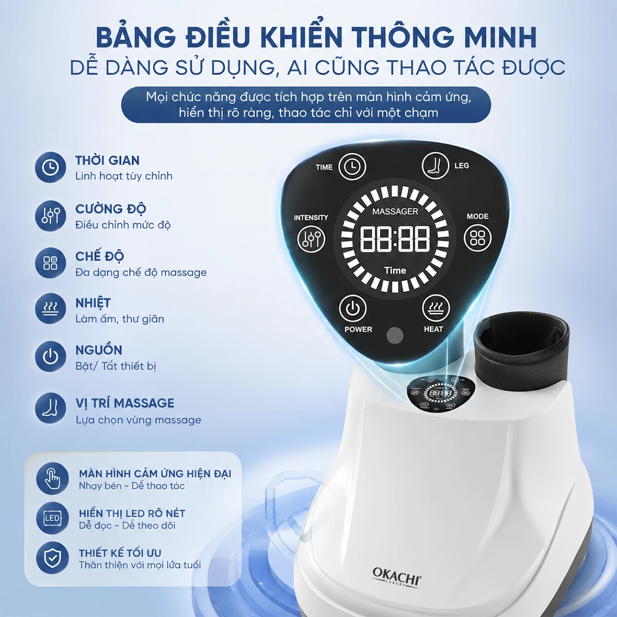 Máy massage chân và ép nhã bắp chân OKACHI JP-839 ( Trắng)