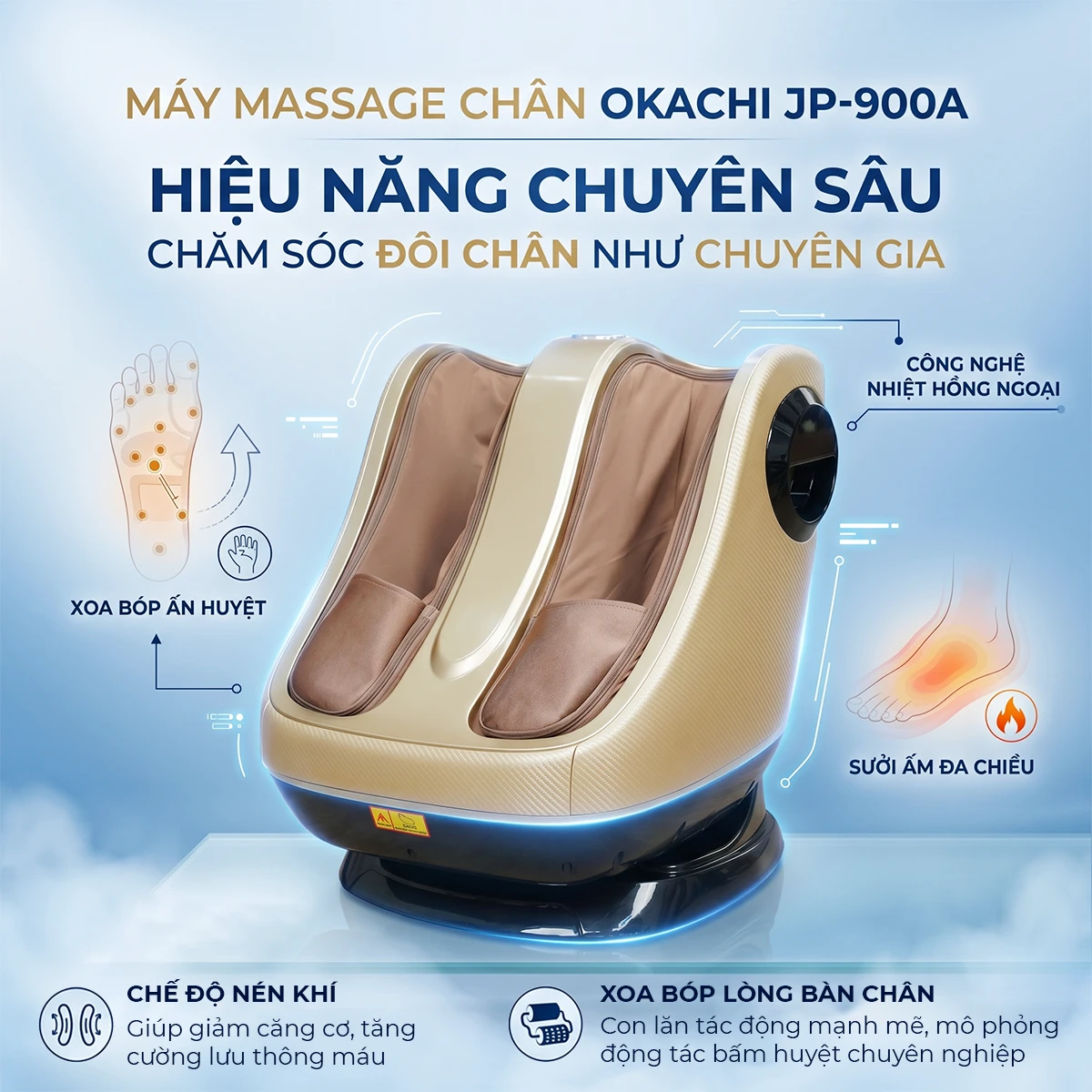 Máy massage chân và bắp chân OKACHI JP-900A (cao cấp)