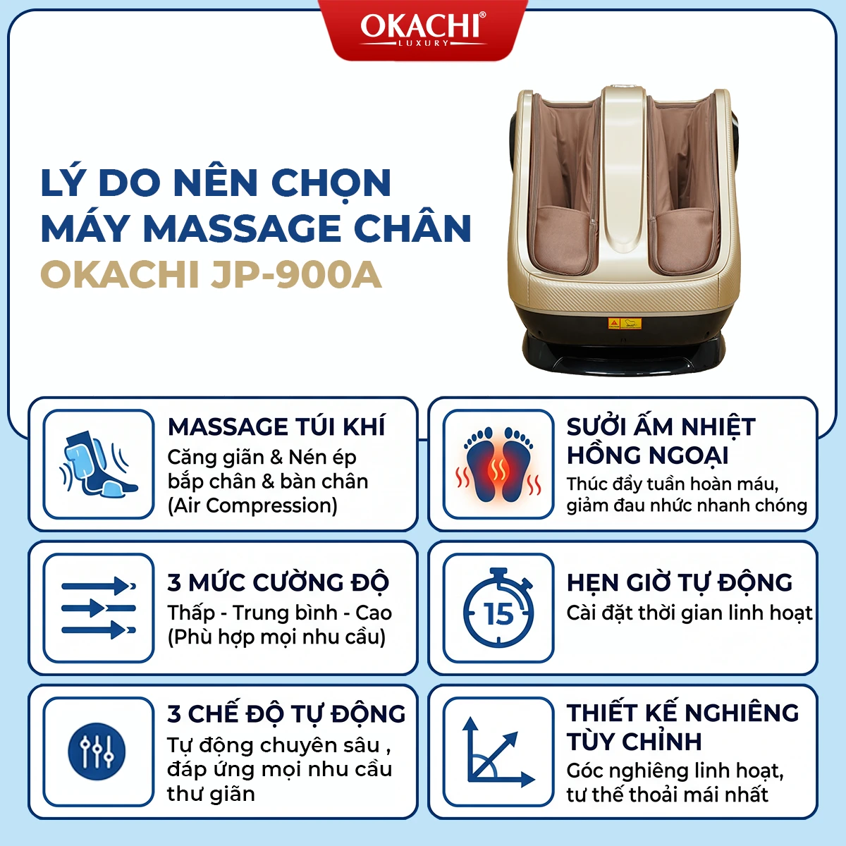 Máy massage chân và bắp chân OKACHI JP-900A (cao cấp)