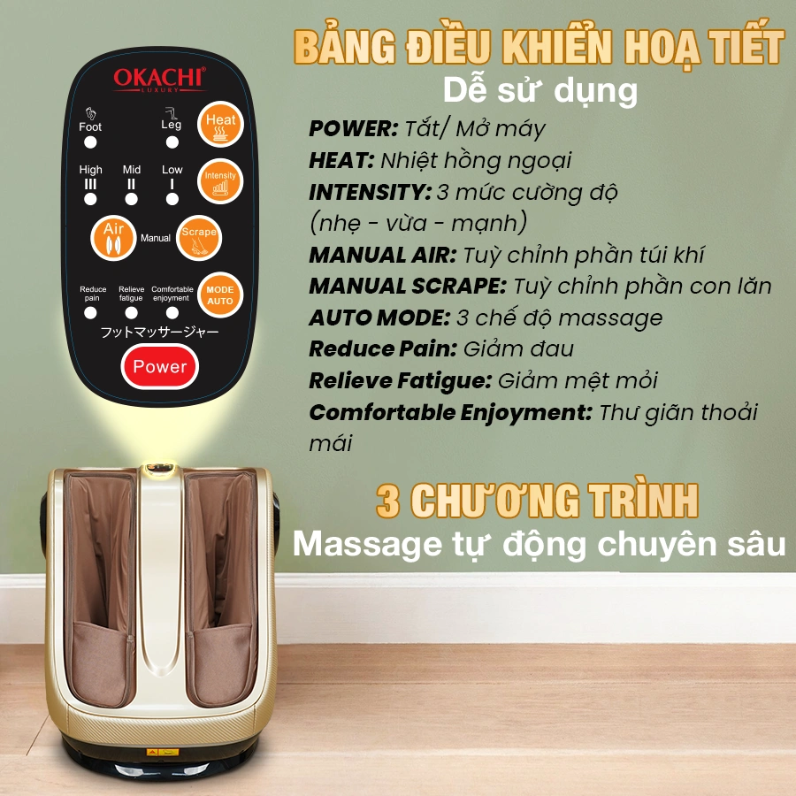 Máy massage chân và bắp chân OKACHI JP-900A (cao cấp)