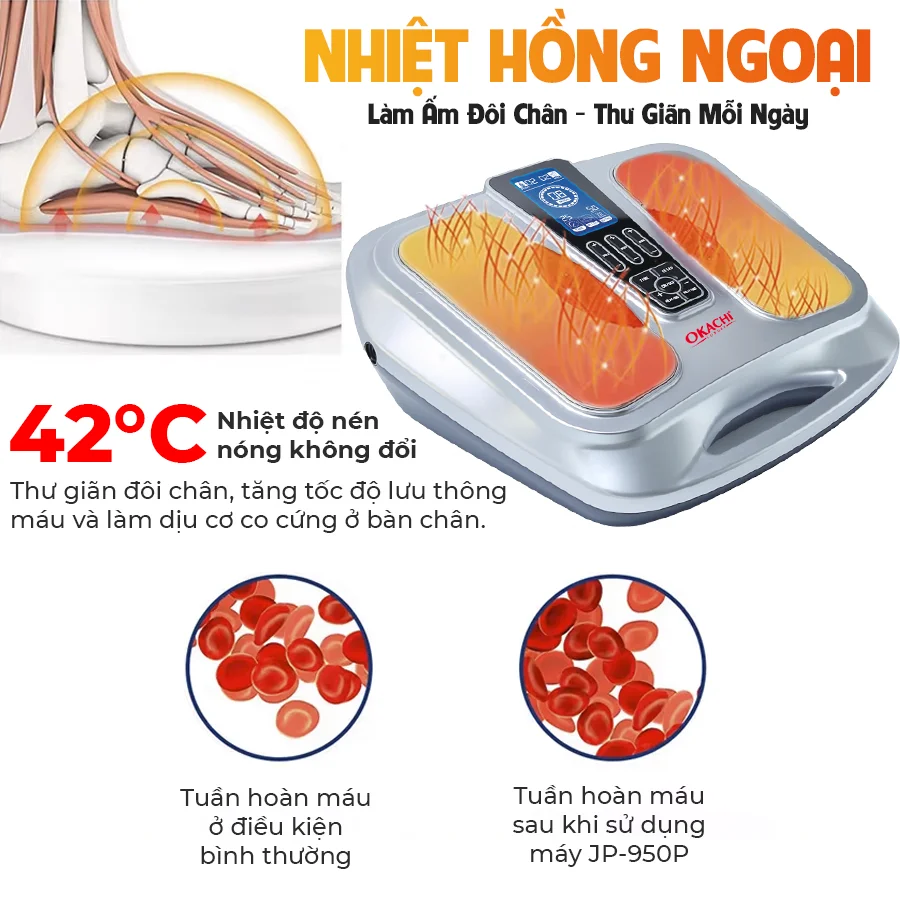 Máy massage chân trị liệu châm cứu bấm huyệt OKACHI JP-950P