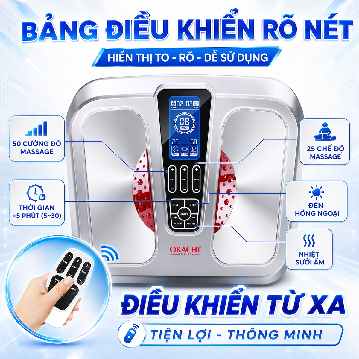 Máy massage chân trị liệu châm cứu bấm huyệt OKACHI JP-950P