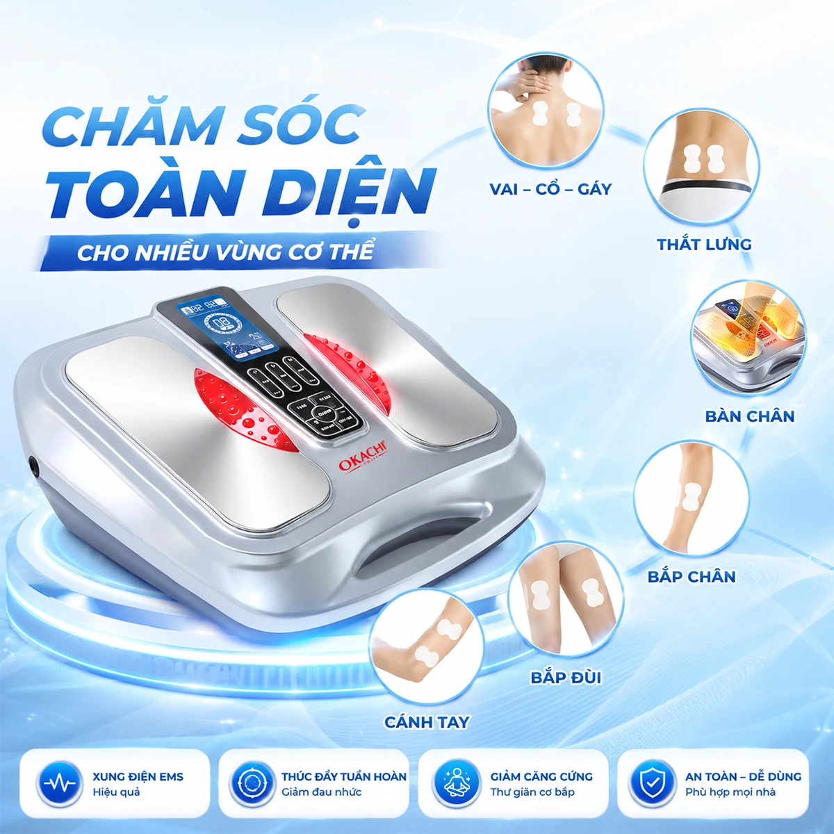 Máy massage chân trị liệu châm cứu bấm huyệt OKACHI JP-950P