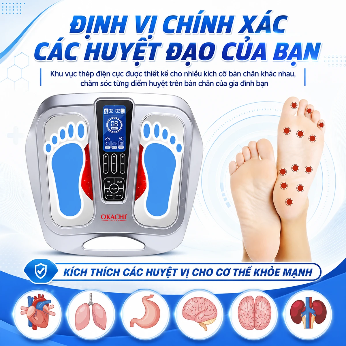 Máy massage chân trị liệu châm cứu bấm huyệt OKACHI JP-950P