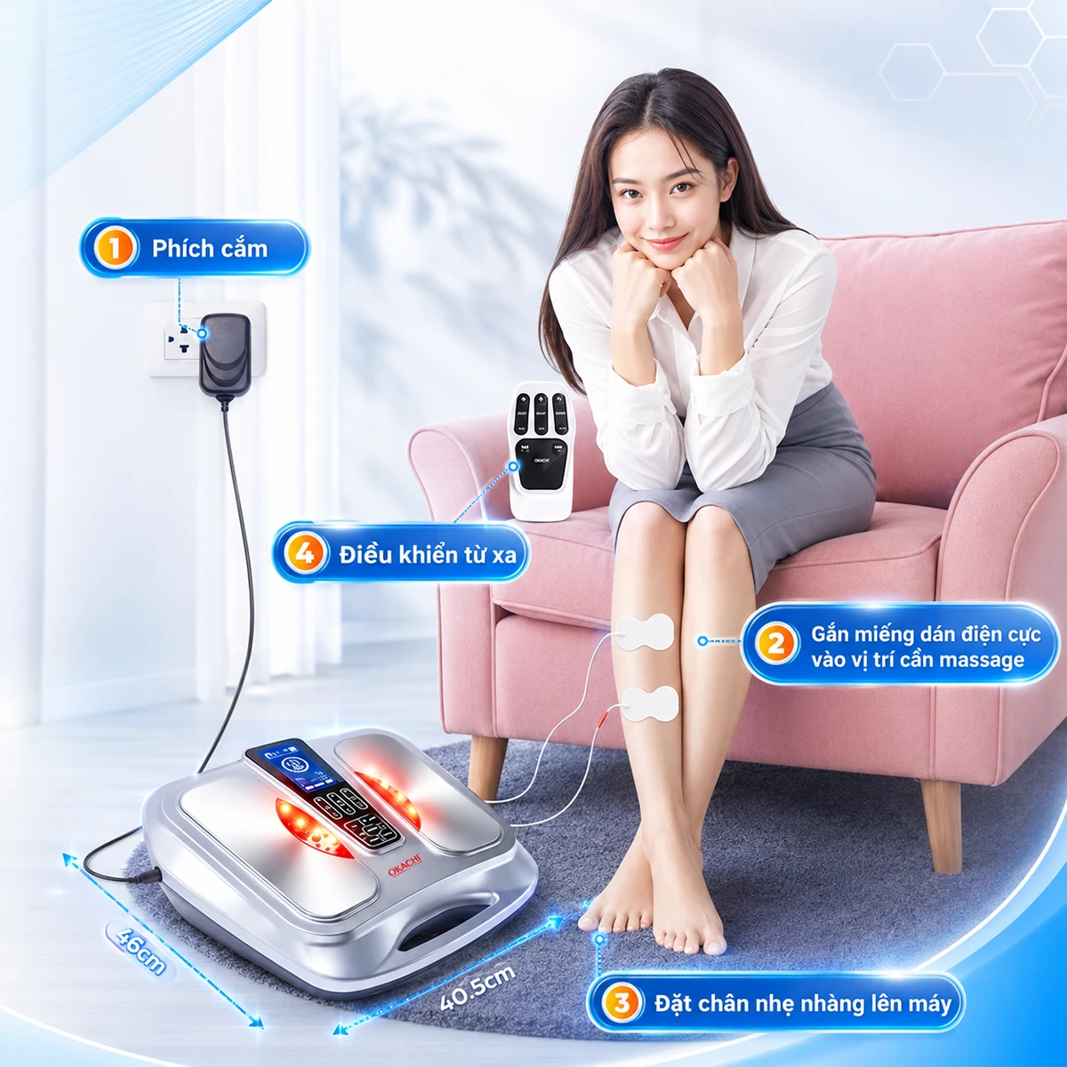 Máy massage chân trị liệu châm cứu bấm huyệt OKACHI JP-950P