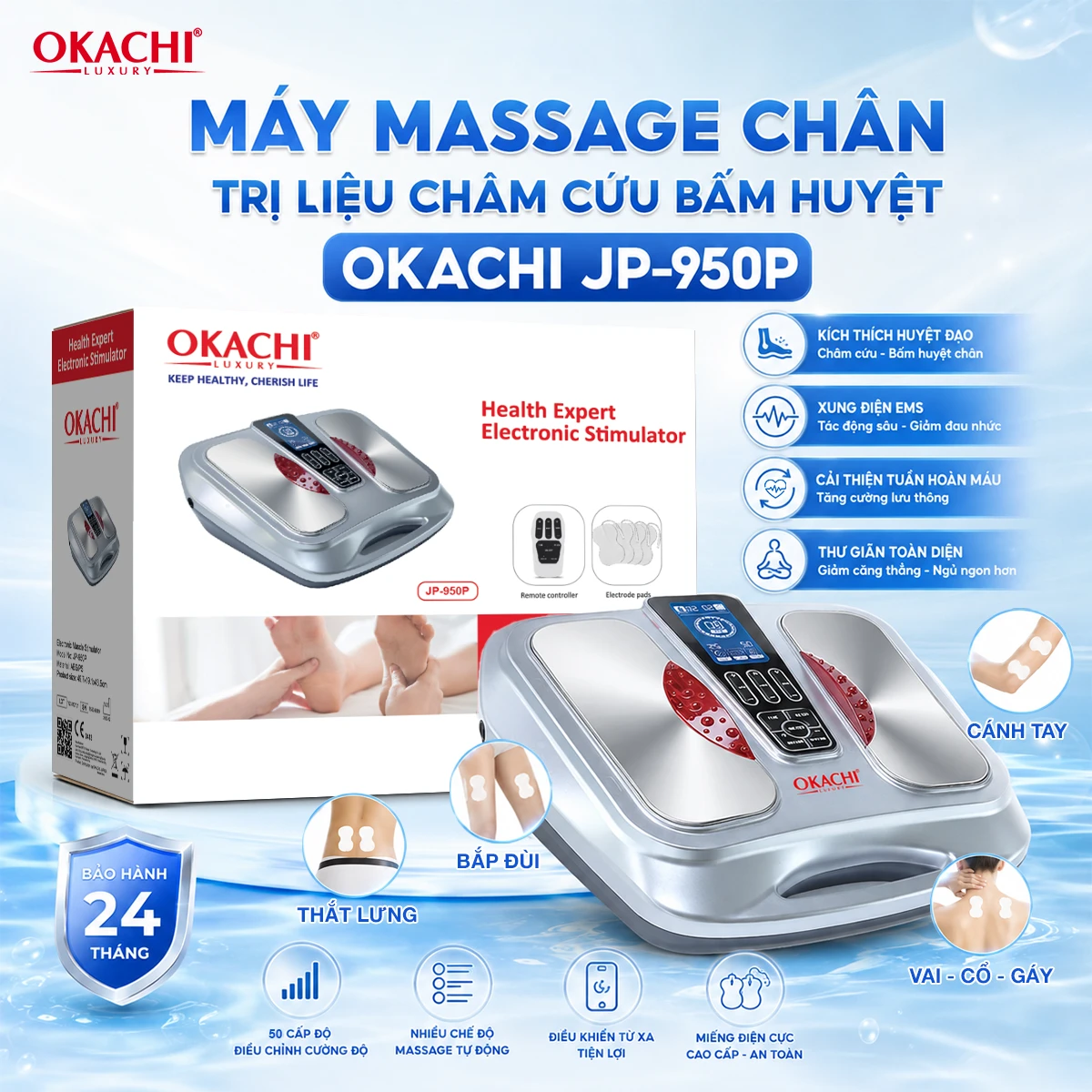 Máy massage chân trị liệu châm cứu bấm huyệt OKACHI JP-950P