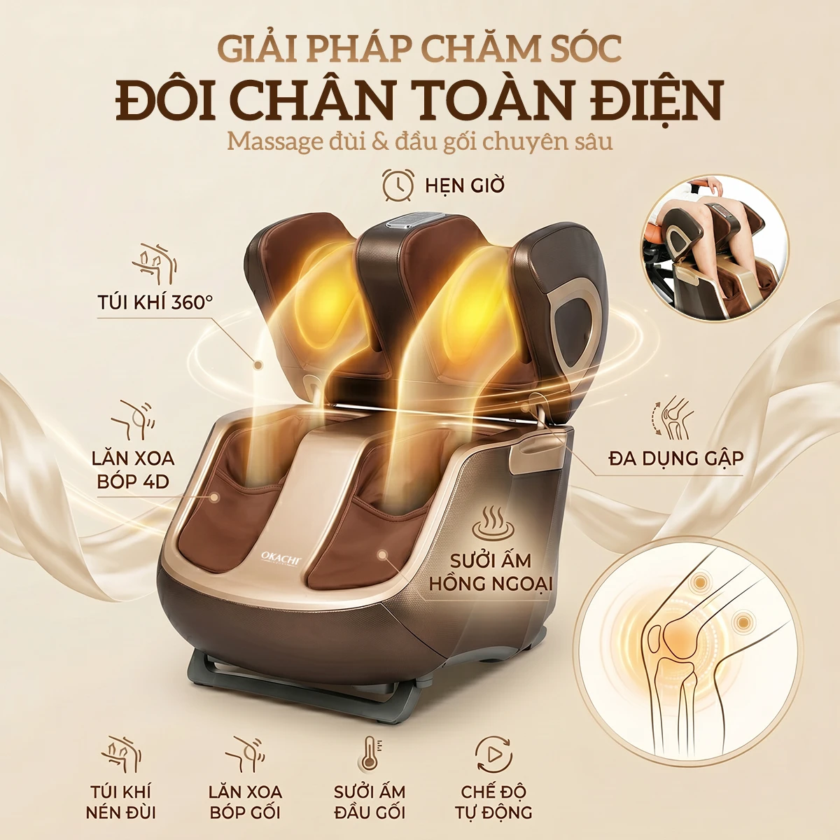 Máy massage chân thông minh 4D OKACHI JP-988 Plus