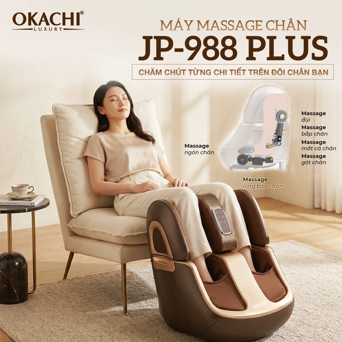 Máy massage chân thông minh 4D OKACHI JP-988 Plus