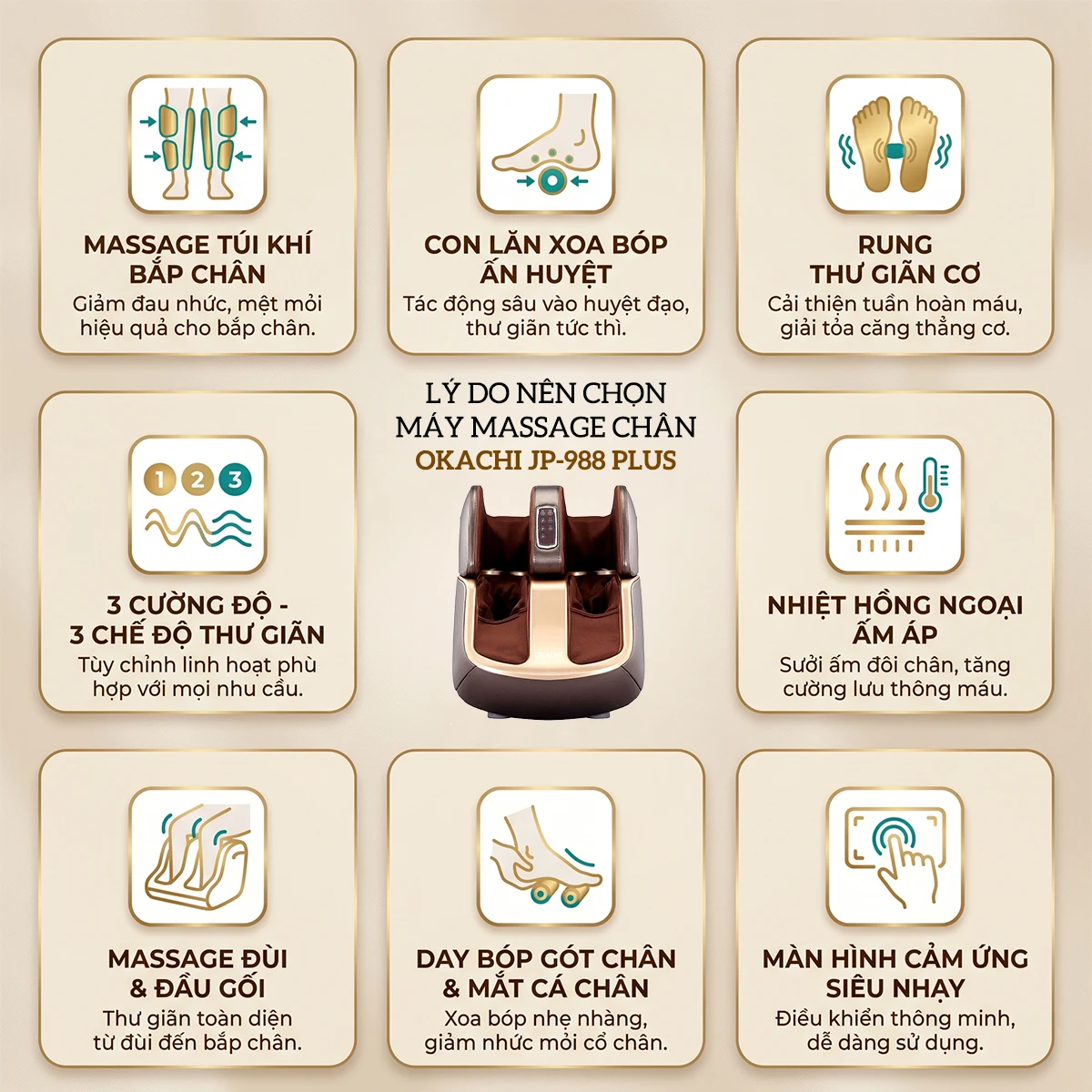 Máy massage chân thông minh 4D OKACHI JP-988 Plus