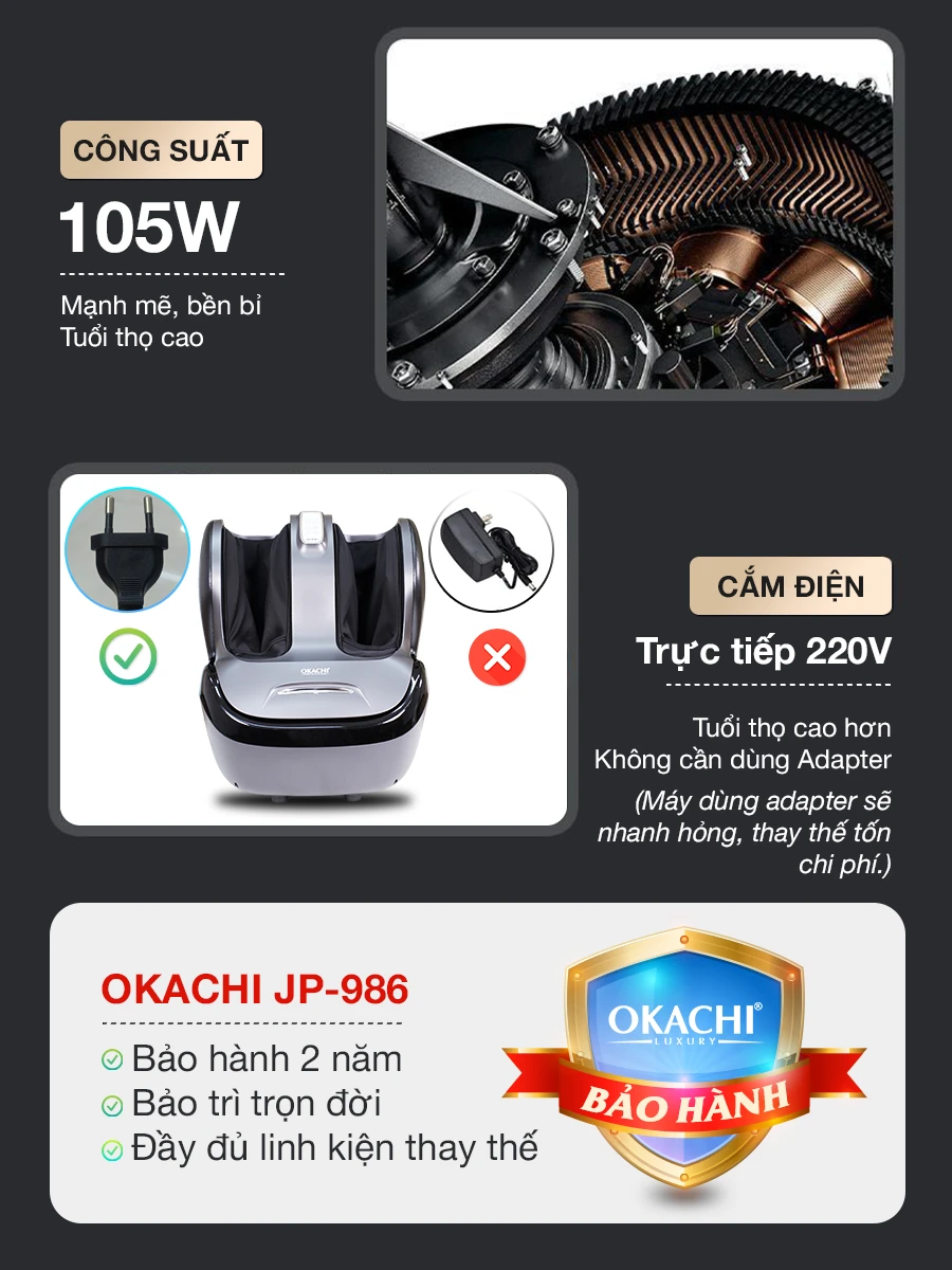 Máy Massage Chân Và Bắp Chân OKACHI JP-986 (Đen)