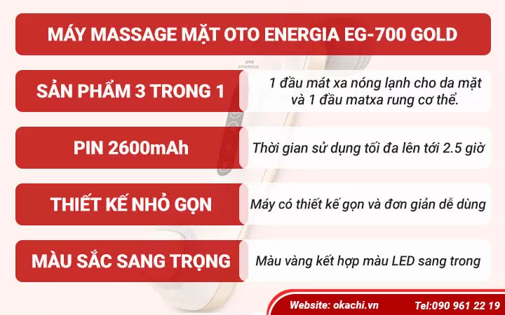 Máy mát xa da mặt nóng lạnh oto Energia EG-700 Gold
