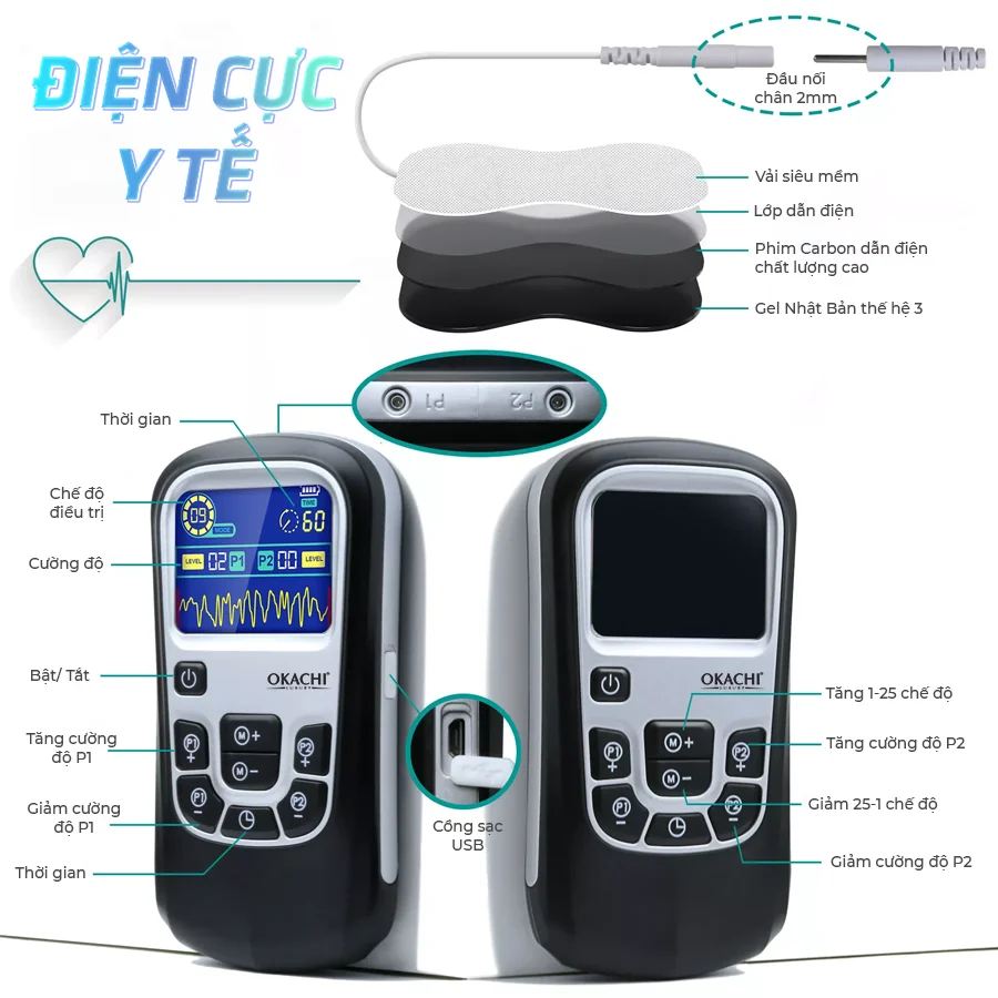 Máy masaage trị liệu xung điện OKACHI JP-E20