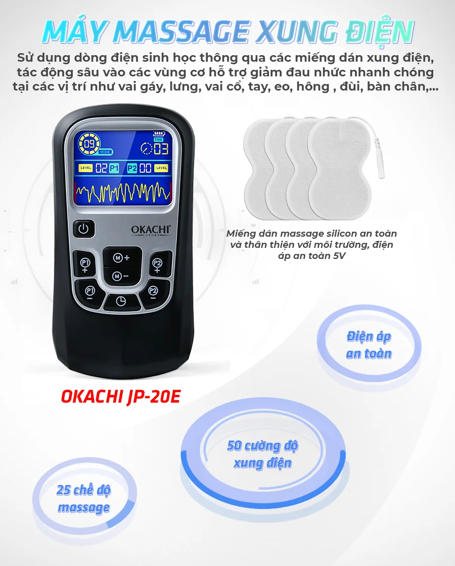 Máy masaage trị liệu xung điện OKACHI JP-E20