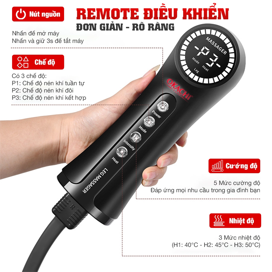 Máy nén ép trị liệu suy giãn tĩnh mạch chân mini OKACHI JP-1800