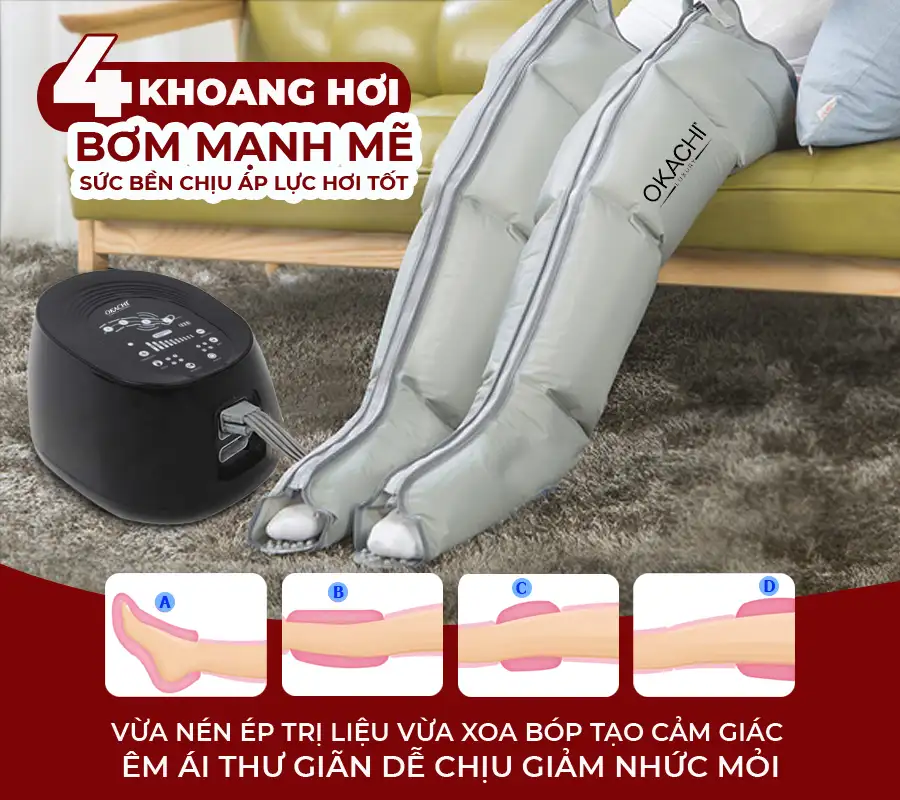 Máy nén ép TRỊ LIỆU suy giãn tĩnh mạch Okachi luxury JP-3000 Plus pin sạc