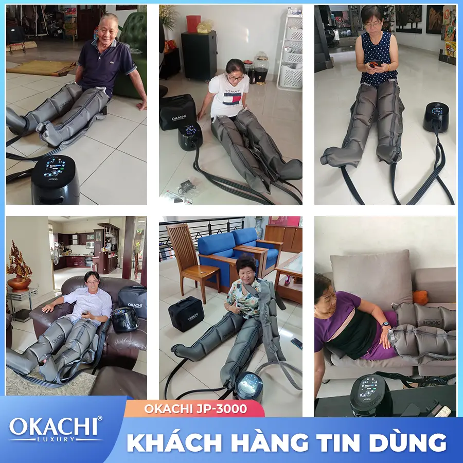 Máy nén ép TRỊ LIỆU suy giãn tĩnh mạch Okachi luxury JP-3000 Plus pin sạc