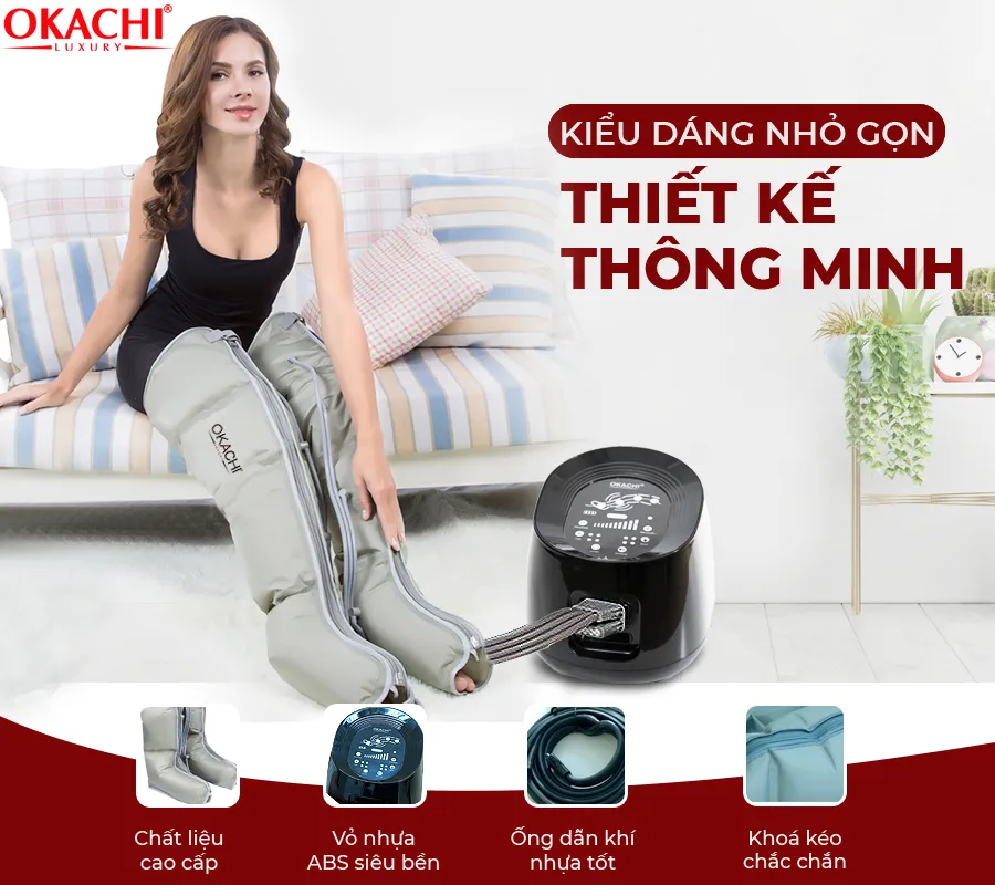 Máy nén ép TRỊ LIỆU suy giãn tĩnh mạch Okachi luxury JP-3000 Plus pin sạc