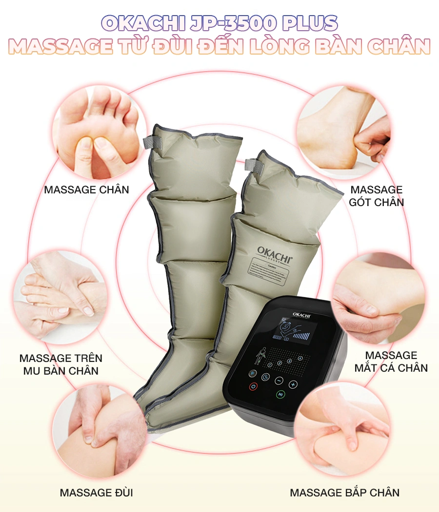 Máy trị liệu suy giãn tĩnh mạch OKACHI JP-3500 Plus (Pin sạc)