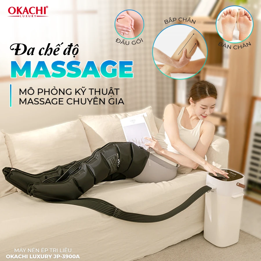 Máy massage trị liệu suy giãn tĩnh mạch OKACHI JP-3900A (6 buồng)