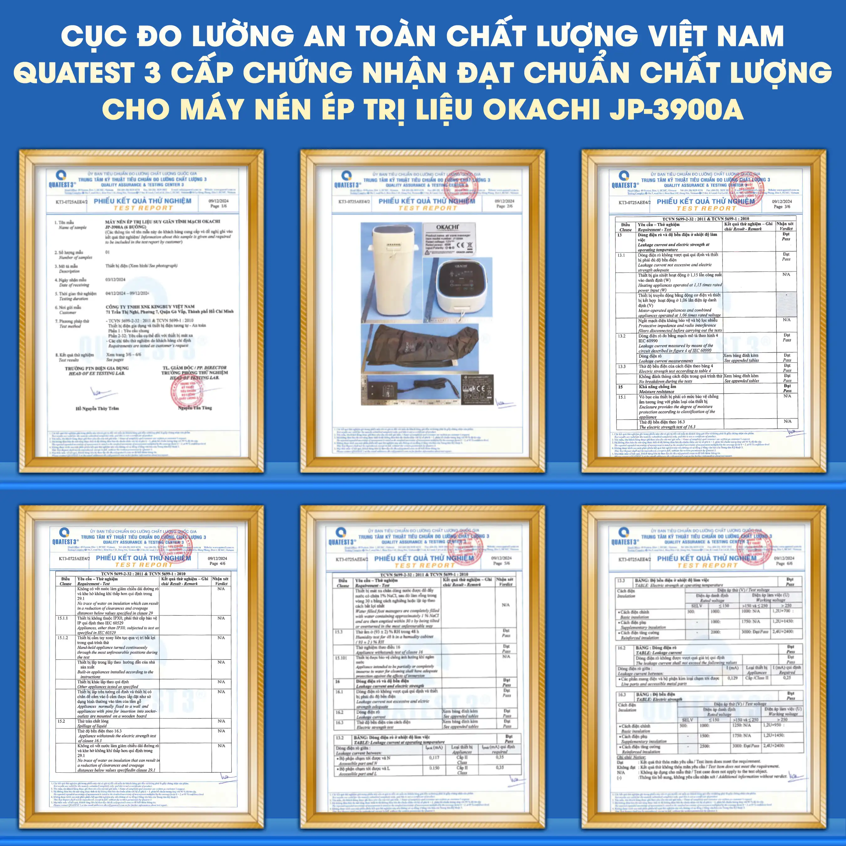Máy massage trị liệu suy giãn tĩnh mạch OKACHI JP-3900A (6 buồng)