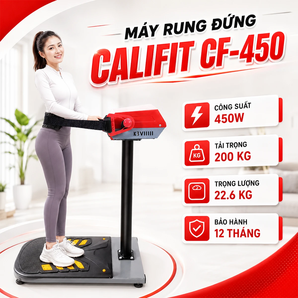 Máy rung bụng đứng giảm mỡ hiệu quả CALIFIT CF-450