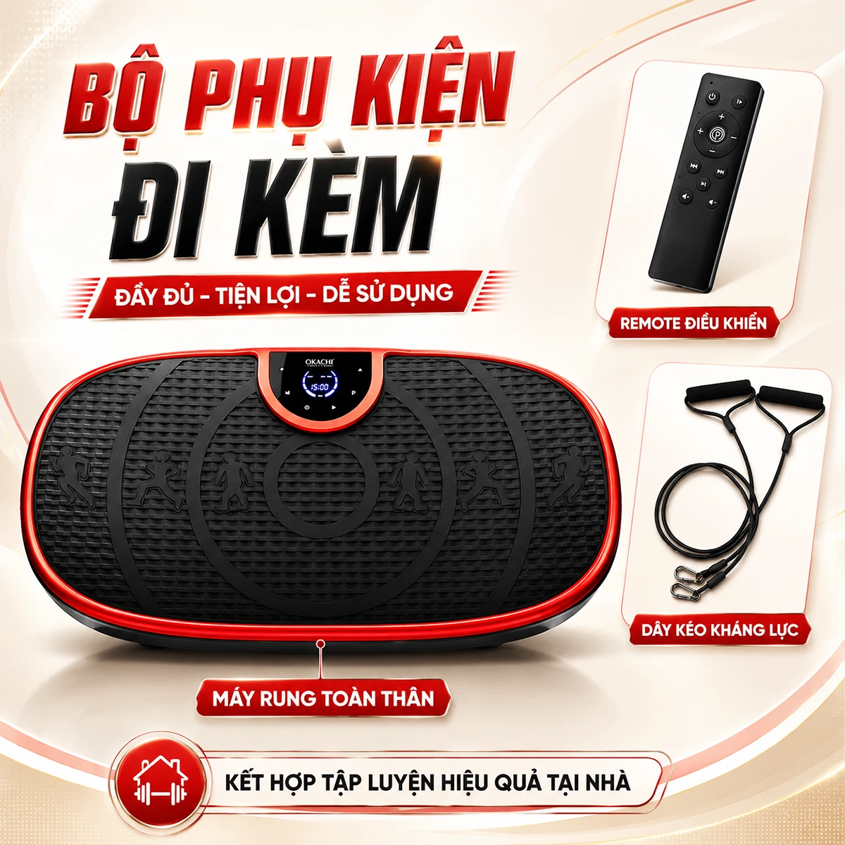 Bộ phụ kiện của máy rung toàn thân JP-860 đỏ