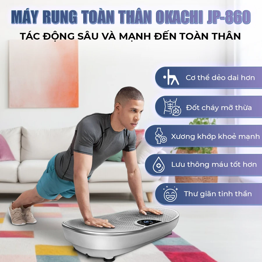 Máy rung giảm mỡ  toàn thân OKACHI JP-860 (Trắng)