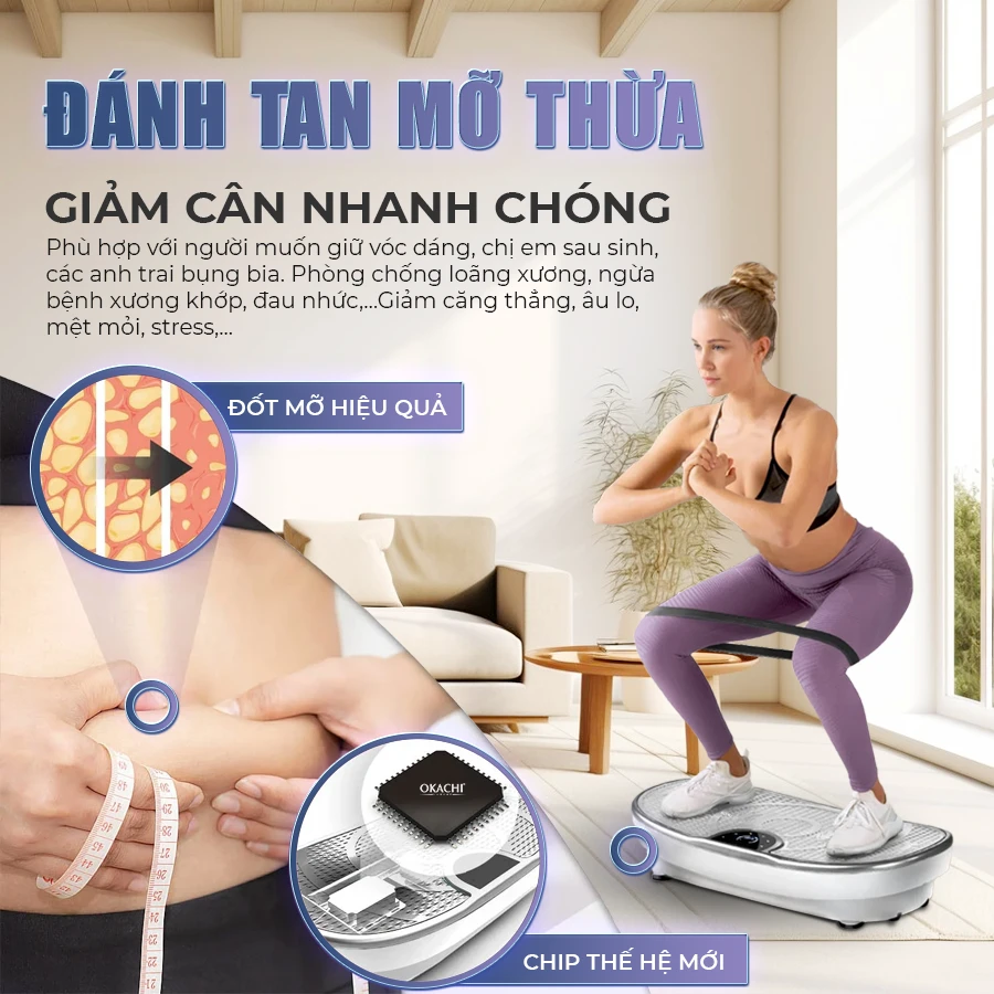 Máy rung giảm mỡ  toàn thân OKACHI JP-860 (Trắng)