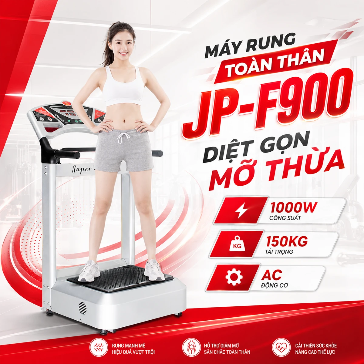 Máy rung giảm cân Super Okachi Massage JP-F900 công suất 1000W (cao cấp)