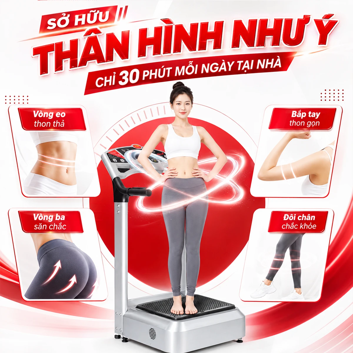Máy rung giảm cân Super Okachi Massage JP-F900 công suất 1000W (cao cấp)