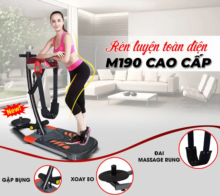 Máy rung bụng đứng đa năng M190 cao cấp (750W tùy chỉnh tốc độ + xoay eo)