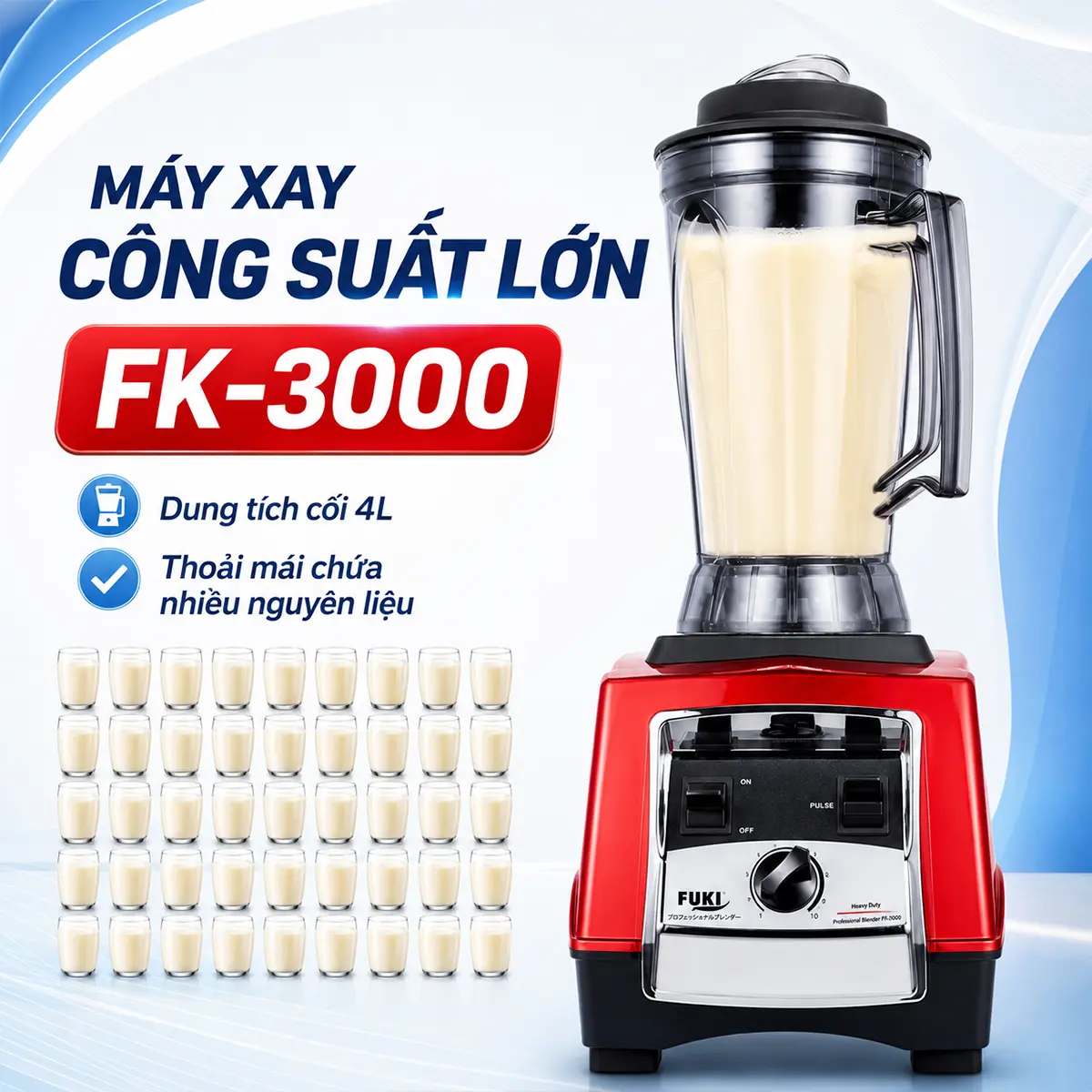 Máy xay công suất lớn fk-3000 đỏ
