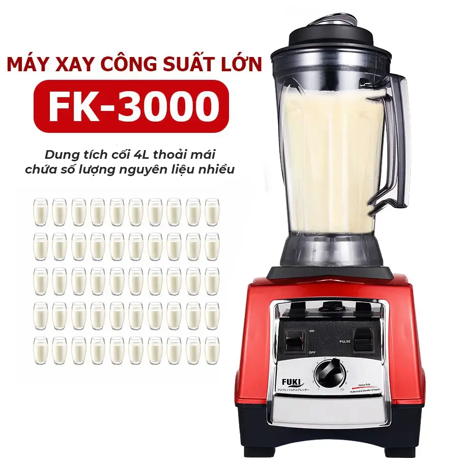 Máy xay sinh tố đậu nành công nghiệp Fuki 3000W FK-3000 - màu đỏ