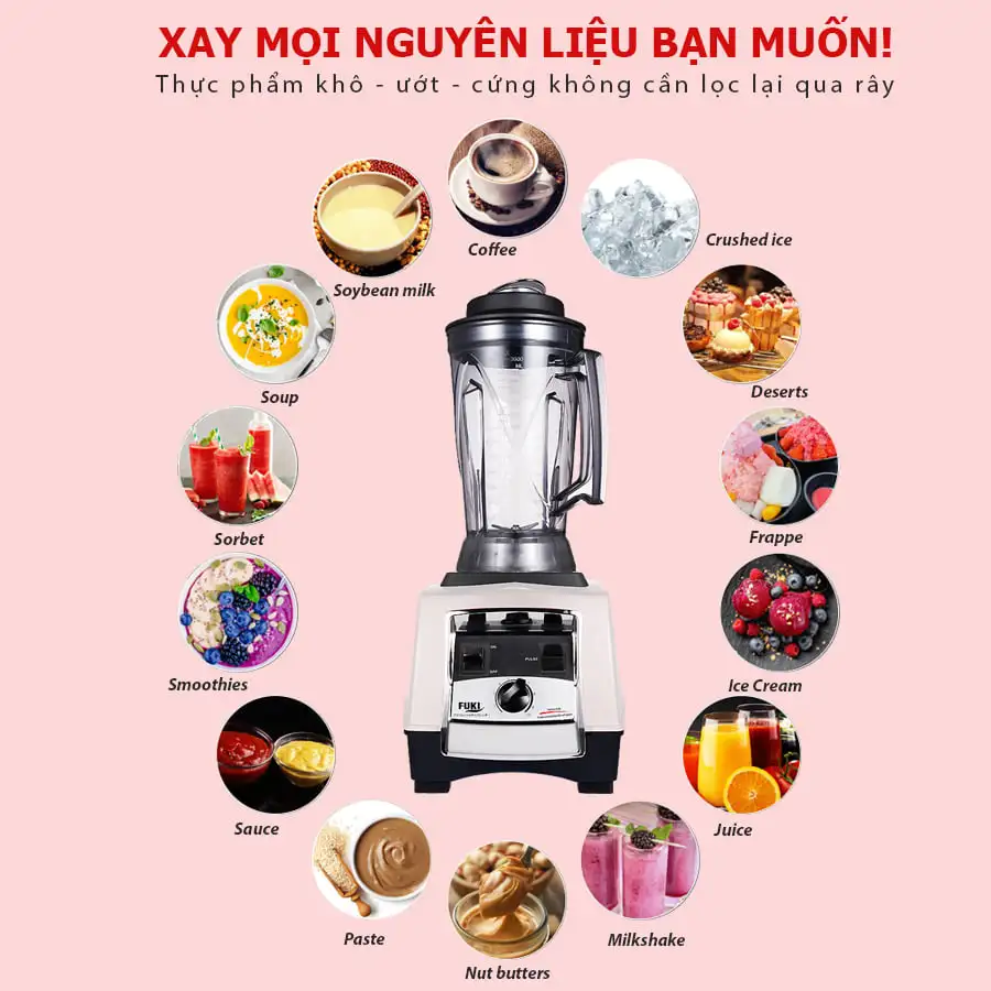 Máy xay sinh tố công nghiệp Fuki FK-3000W (màu trắng)
