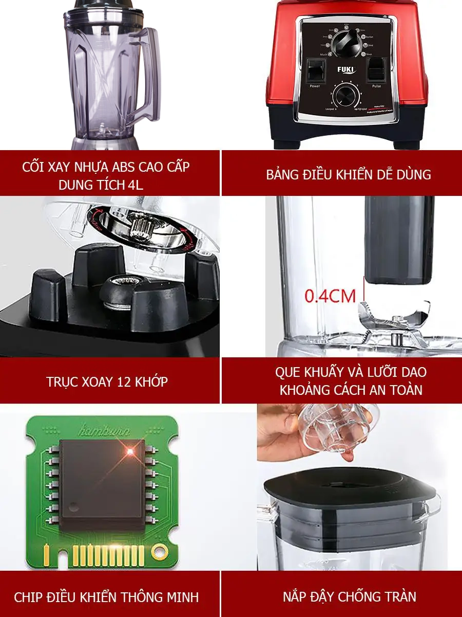 Máy xay sinh tố công nghiệp Fuki 3000W - Hẹn giờ (FK-3000A)