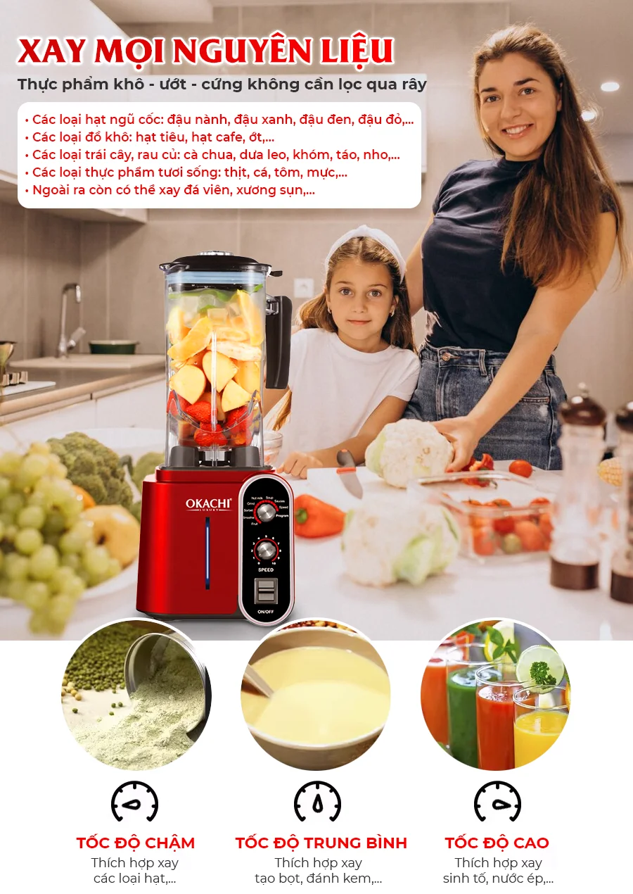 Máy xay công suất lớn OKACHI JP-B22 2200W
