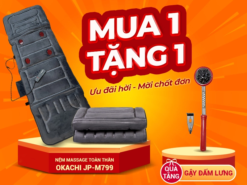 Nệm Massage Toàn Thân nhiệt và hồng ngoại OKACHI JP-M799 (màu xám)