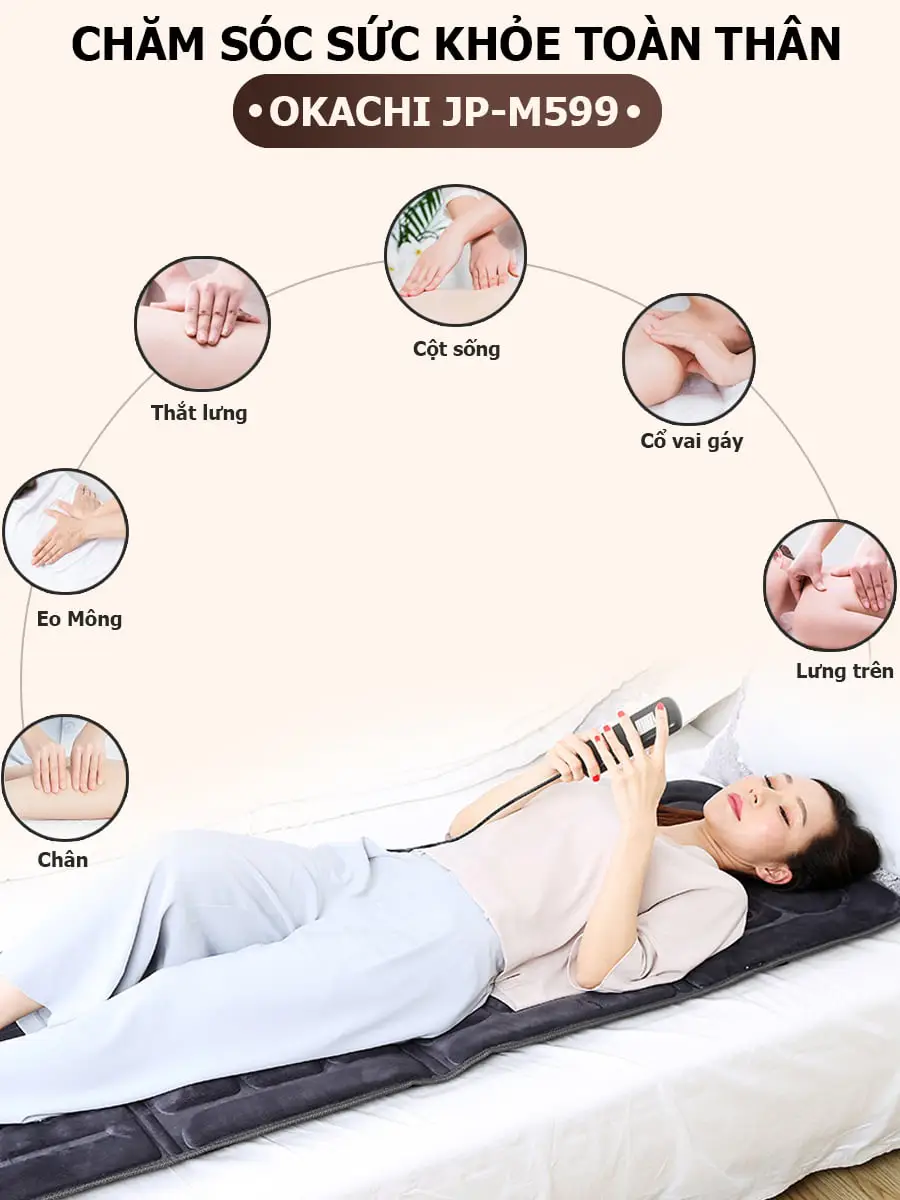 Nệm massage toàn thân OKACHI JP-M599 (thế hệ mới)
