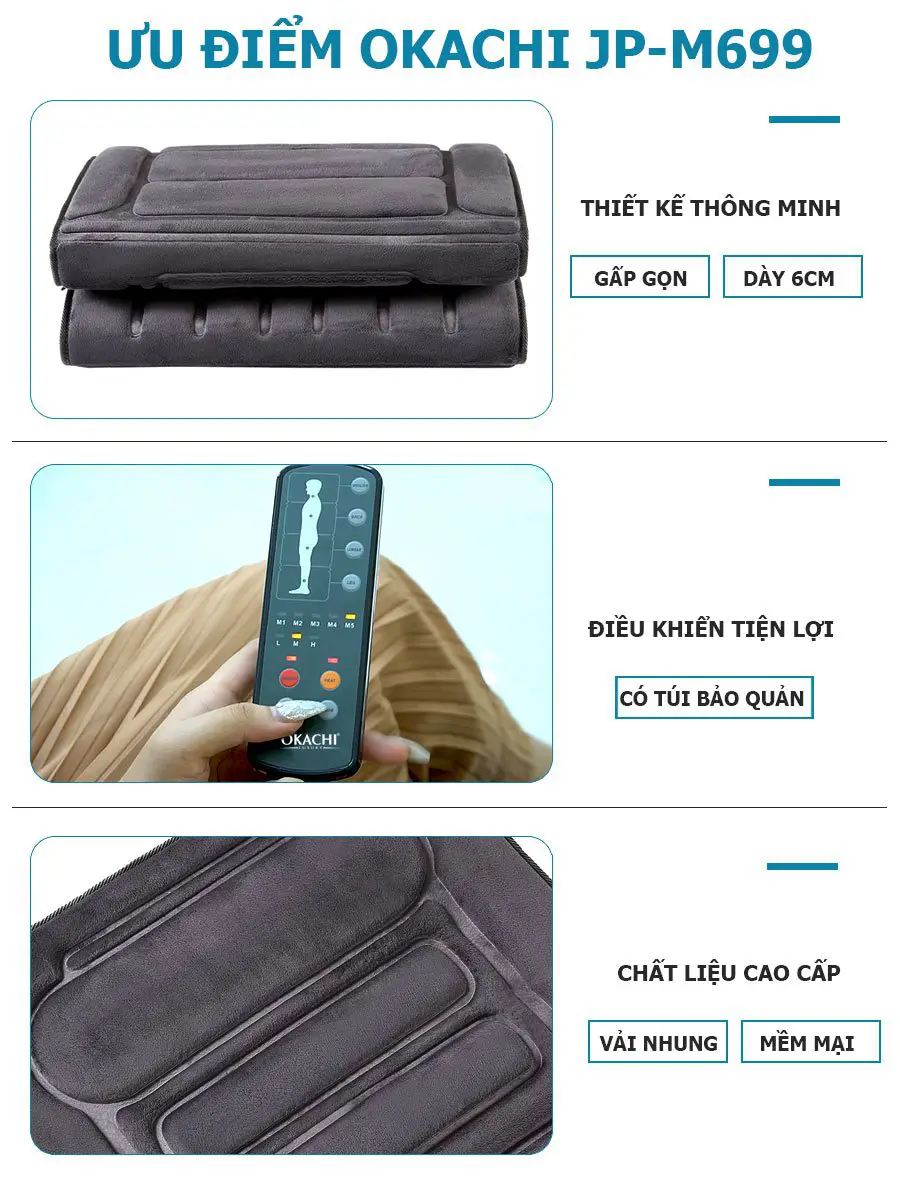 Nệm massage toàn thân OKACHI JP-M699 (dòng cao cấp)