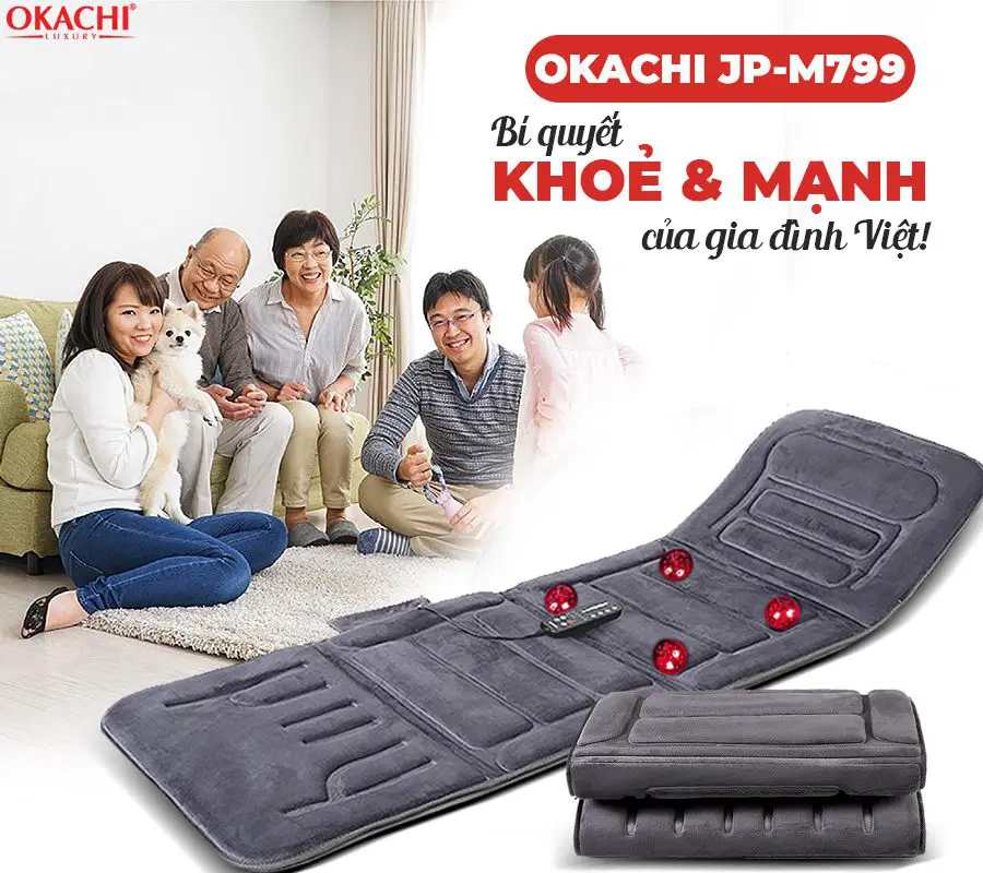 Nệm Massage Toàn Thân nhiệt và hồng ngoại OKACHI JP-M799 (màu xám)
